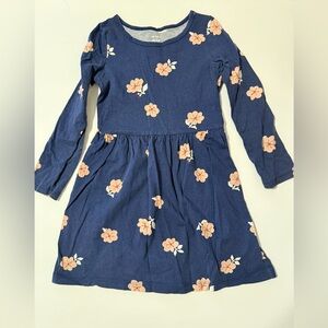 Carter's Navy Dress with Peach Floral Design